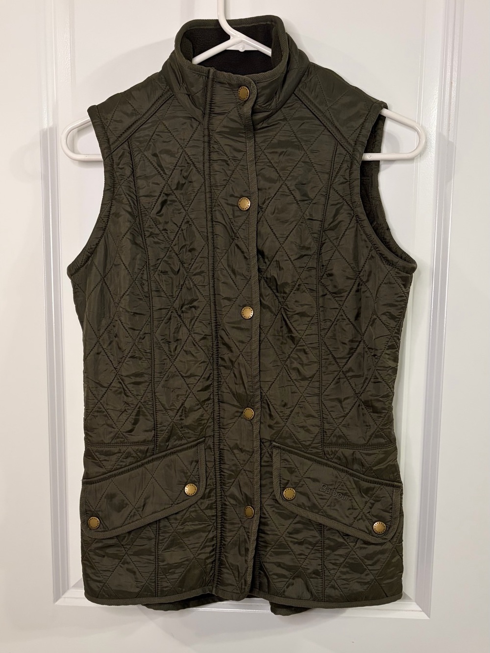 Barbour Calvary Gilet Quilted Vest, Olive, Women's Size 6